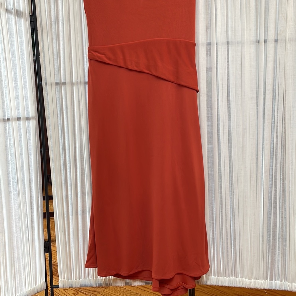 Salvatore Ferragamo Burnt Orange V Neck Midi Dress - Picture 10 of 11
